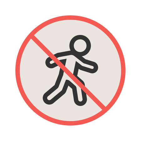 No, sign, pedestrian icon vector image. Can also be used for traffic signs. Suitable for web apps, mobile apps and print media.のイラスト素材