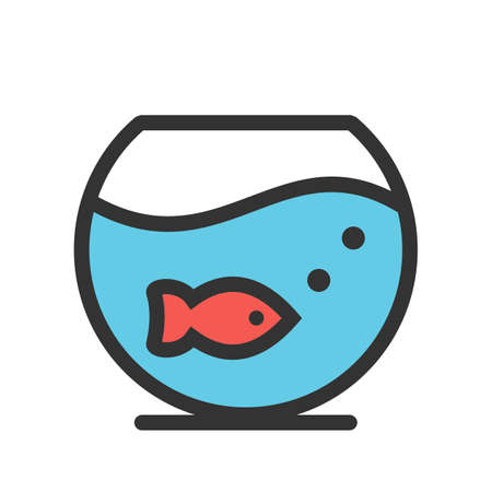 Bowl, fish, goldfish icon vector image. Can also be used for household objects. Suitable for use on web apps, mobile apps and print media.のイラスト素材