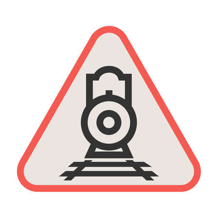 Railway, sign, crossing icon vector image. Can also be used for traffic signs. Suitable for web apps, mobile apps and print media.のイラスト素材