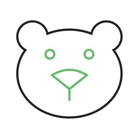 Polar bear doodle with green eyes and nose.のイラスト素材