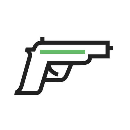 Pistol, bullets, crime icon vector image.Can also be used for law and order. Suitable for mobile apps, web apps and print media.のイラスト素材