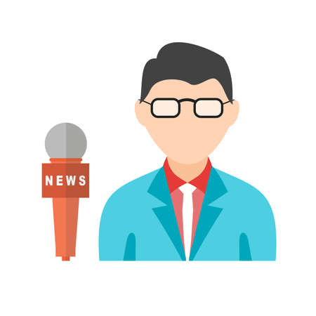 News, male, anchor icon vector image. Can also be used for news and media. Suitable for mobile apps, web apps and print media.のイラスト素材
