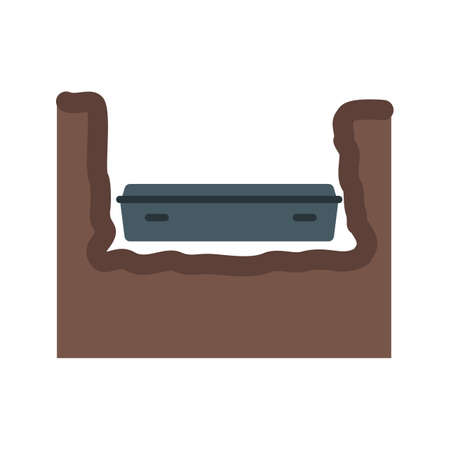 Coffin in Grave Vector illustration.のイラスト素材