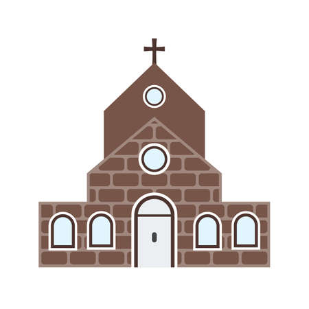 Church, building, catholic icon vector image. Can also be used for funeral. Suitable for mobile apps, web apps and print media.のイラスト素材
