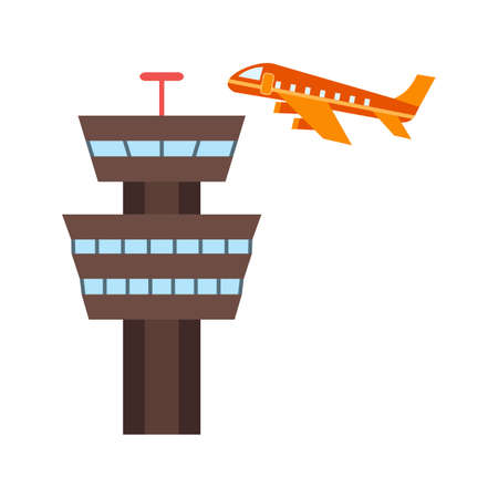 Control, tower, traffic icon vector image. Can also be used for airport. Suitable for mobile apps, web apps and print media.のイラスト素材