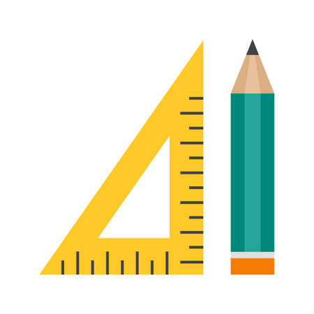 Pencil, square, protractor icon vector image. Can also be used for Math Symbols. Suitable for use on web apps, mobile apps and print media.のイラスト素材