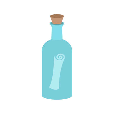 Bottle, scroll, cork icon vector image. Can also be used for Pirate. Suitable for use on web apps, mobile apps and print media.のイラスト素材