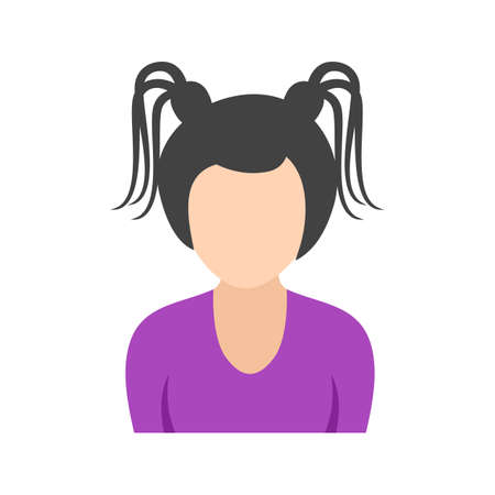 Girl, ponytail, teenage icon vector image. Can also be used for Avatars. Suitable for use on web apps, mobile apps and print media.のイラスト素材