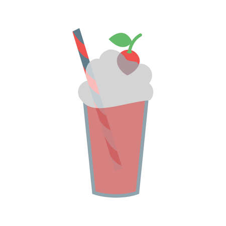 Milkshake, cafe, strawberry icon vector image. Can also be used for Cafe and Bar. Suitable for web apps, mobile apps and print media.のイラスト素材