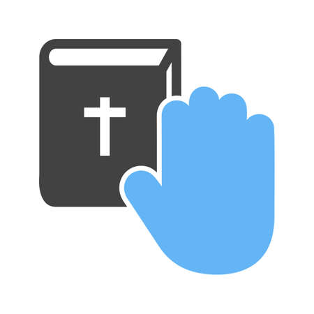 oath concept, bible and hand Vector illustration isolated on white background.のイラスト素材