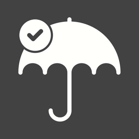 Umbrella in silhouette Illustration, on black background.のイラスト素材