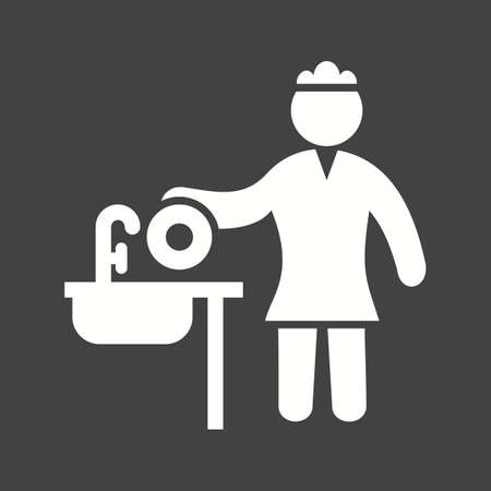 Washing, dishes, woman icon vector image. Can also be used for Cleaning Services. Suitable for web apps, mobile apps and print media.のイラスト素材