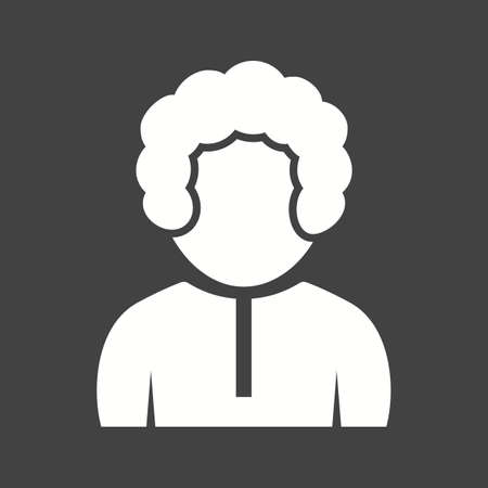 Boy in French Mustache Icon isolated on black background. Vector illustration.のイラスト素材