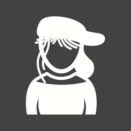 Girl in cap with cute hairstyle.のイラスト素材