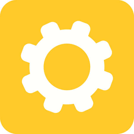 Settings, controls, and options mobile icon in yellow and white.のイラスト素材