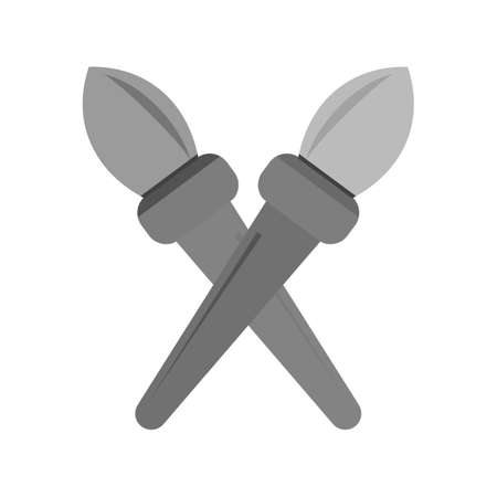 Two Paint Brushes icon illustration on white background.のイラスト素材