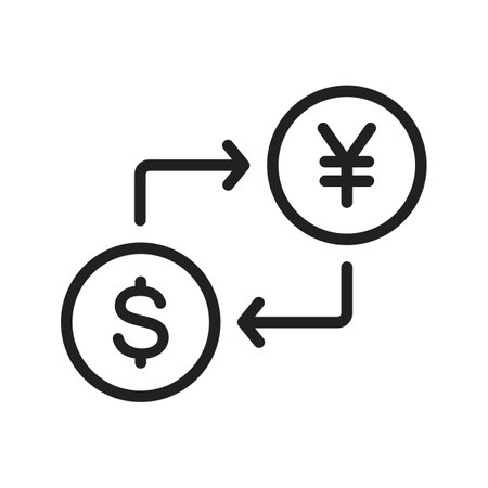 Dollar to Yen icon vector image. Suitable for mobile apps, web apps and print media.のイラスト素材