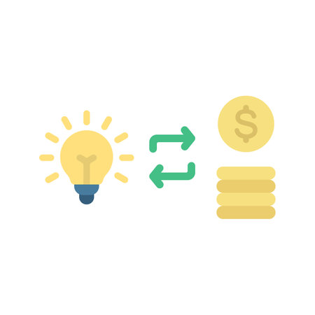 Convert Idea into Money icon vector image. Suitable for mobile apps, web apps and print media.のイラスト素材
