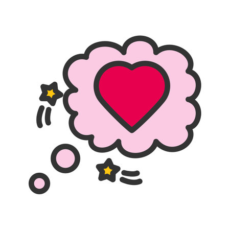Heart Thinking Bubble Icon Image.のイラスト素材