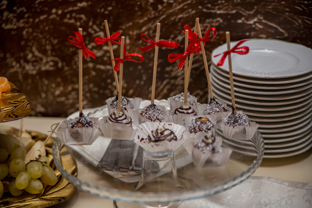 Desserts on the table in the restaurant are manyの写真素材