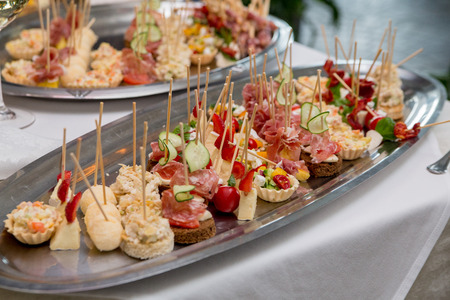 food on the table in the restaurant a lot