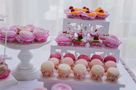 candy bar on the table in the restaurantの写真素材