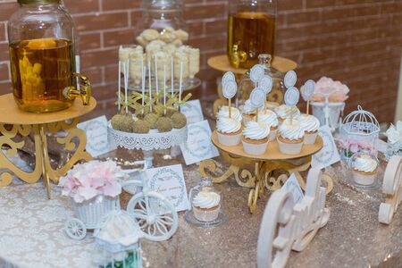 Wedding Candy Bar At Banquet In A Restaurantの写真素材