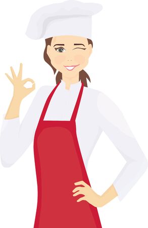 a female chef in uniform for cookingのイラスト素材