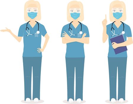 a woman doctor nurse with blond hairのイラスト素材