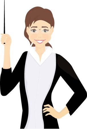 woman in a jacket with glasses and pointerのイラスト素材