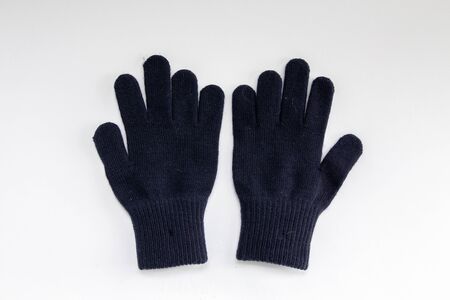 winter woolen gloves on white backgroundの写真素材