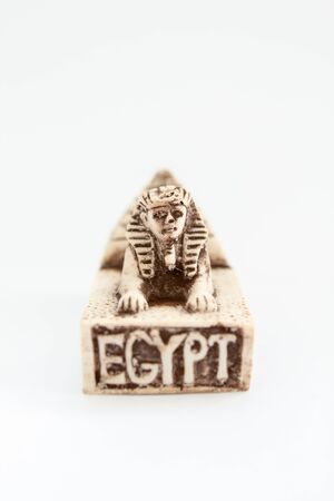 Sphinx and pyramids souvenir on white background