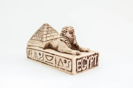 Sphinx and pyramids souvenir on white backgroundの写真素材