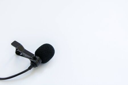 lapel microphone on white backgroundの写真素材
