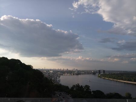 river in the city during summerの写真素材