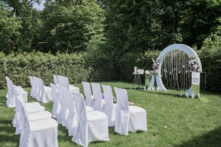 round arch for wedding ceremonyの写真素材