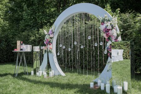 round arch for wedding ceremonyの写真素材