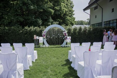 round arch for wedding ceremonyの写真素材
