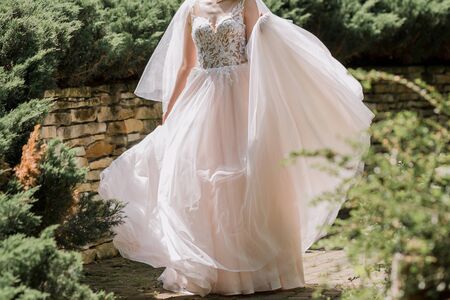 a alone bride in the summer parkの写真素材