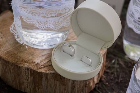 wedding rings in box at the ceremony