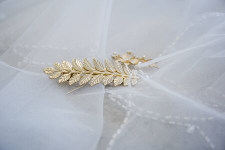 decorations with a veil at weddingの写真素材