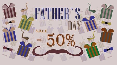 Father's Day discount card with decorのイラスト素材