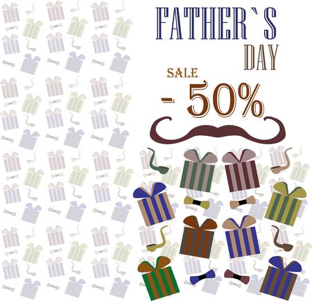 a Father's Day discount card with decorのイラスト素材