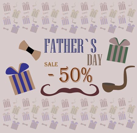 a Father's Day discount card with decorのイラスト素材