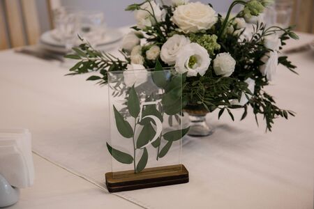 decor at a wedding party in restaurantの写真素材