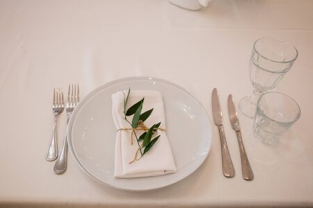 decor at a wedding party in restaurantの写真素材