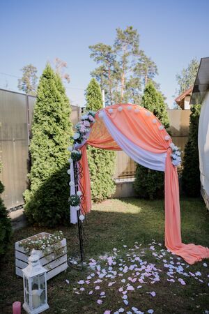 arch for the wedding ceremony in parkの写真素材