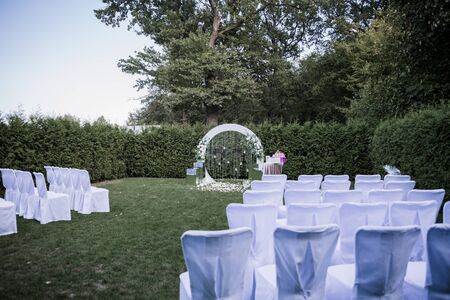 arch for the wedding ceremony in parkの写真素材