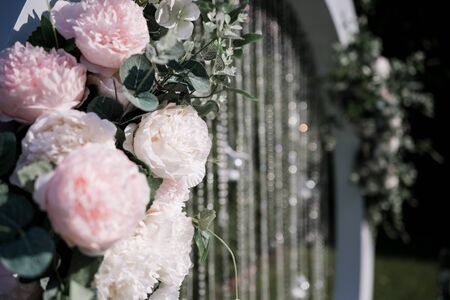 arch for the wedding ceremony in parkの写真素材