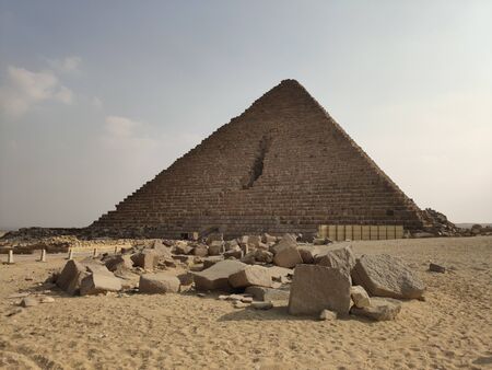 Egyptian pyramids in desert during the dayの写真素材